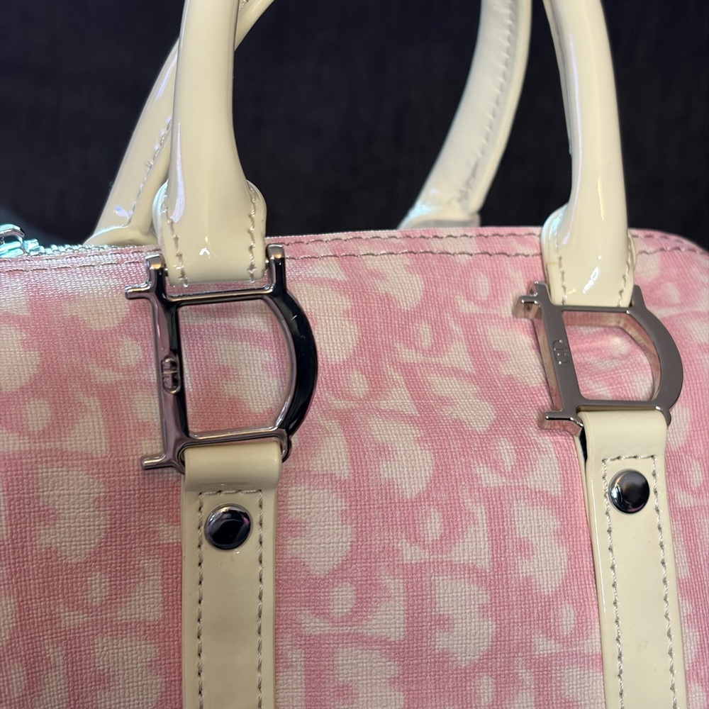 Mini Pink/ Cream Logo Coated Canvas w Leather Trim - Picture 3 of 11